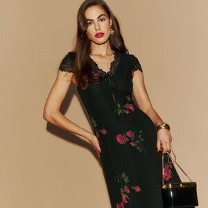 NWT Reformation Tiffie Dress Size US4 Le Marais Black Floral